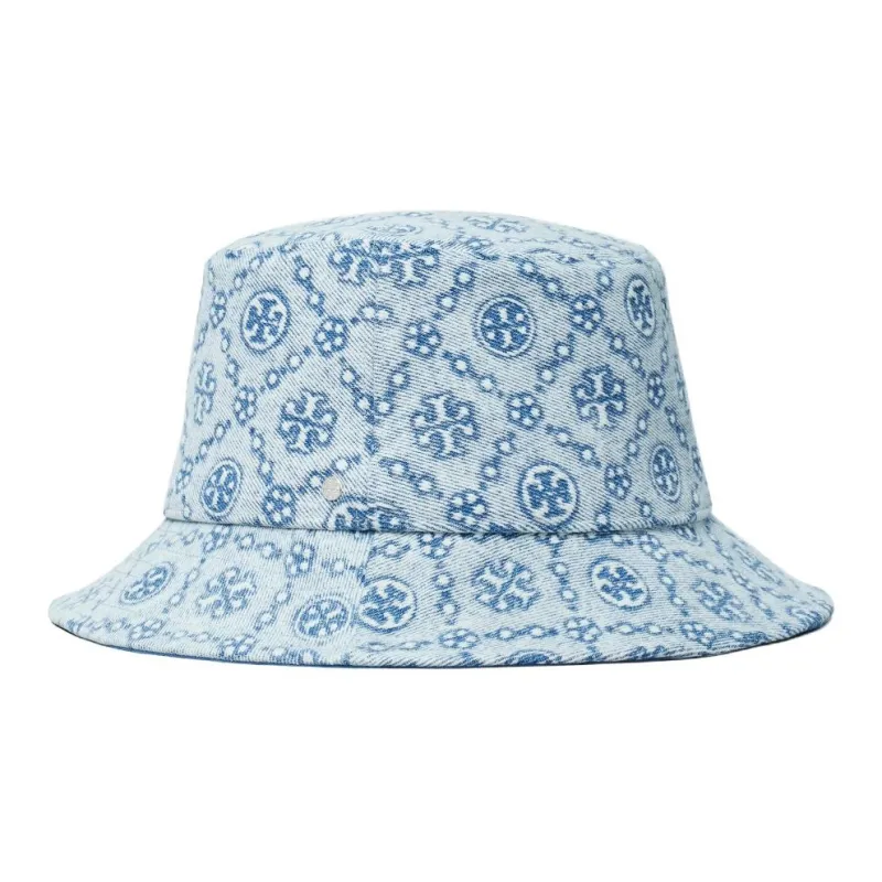 TORY BURCH Cotton, Elastane, Denim, Metal Bucket Hats Women's Blue-0