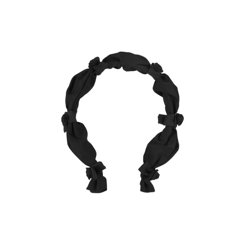 AJIDOU Bowknot Fabric Headbands Unisex Black-2