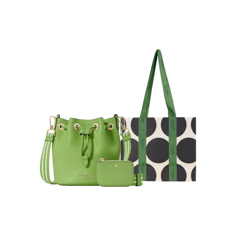 Kate Spade Eggstone Grain Leather Bucket Bags Shoulder Bag Crossbody Bag Mini Women's Ghost Green-5