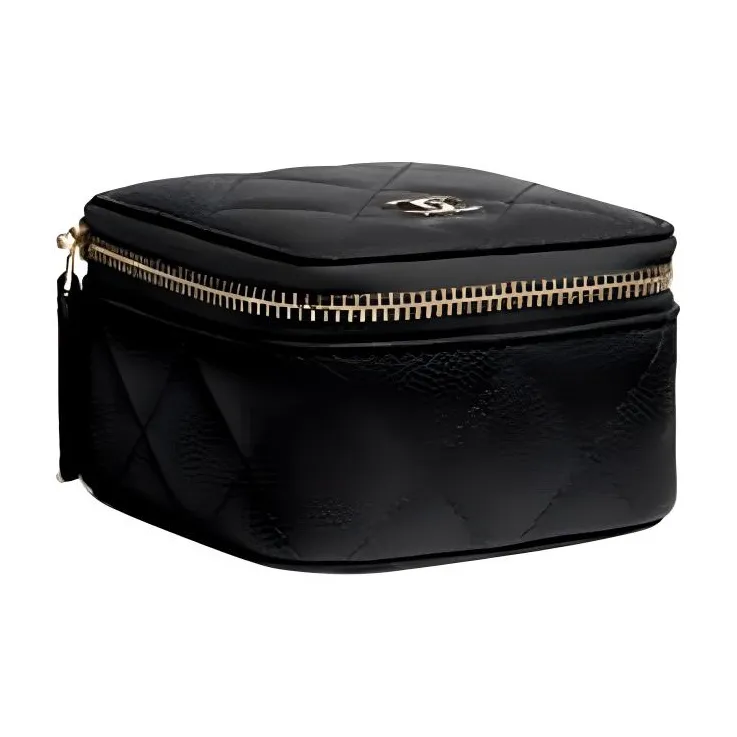 CHANEL Solid Color Grain Caviar Calfskin Coin Purse Women's Black-2