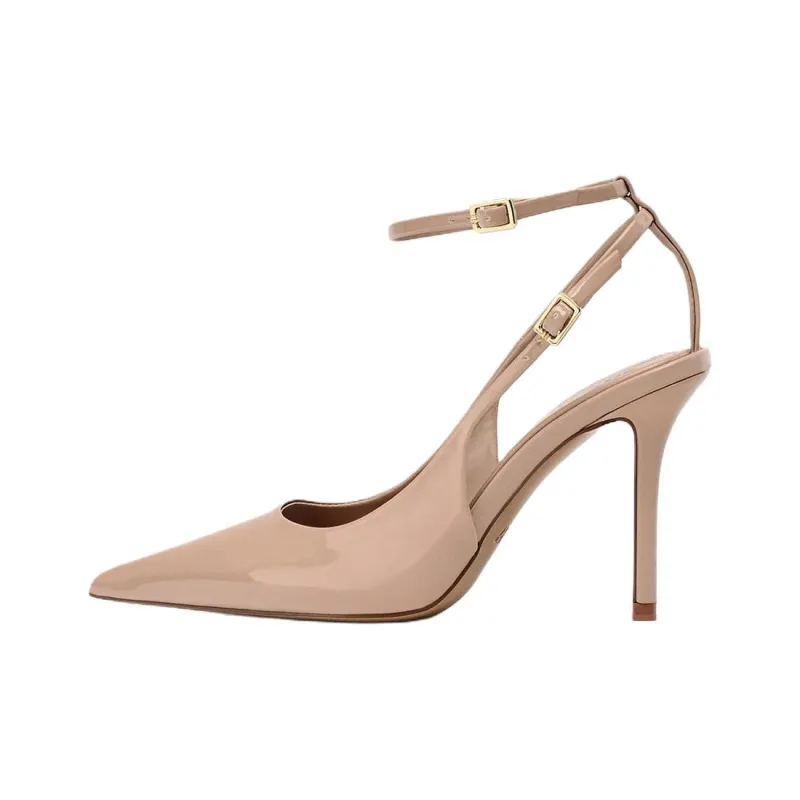 ZARA Slim Heel High Heels 10.5cm Women's Beige-0