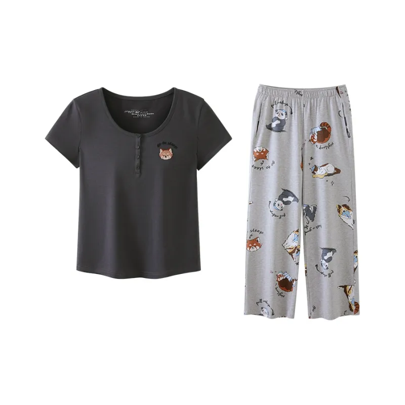 JINGYUN Deep Pajama 70 Pajama Set Women's Bean Gray-0