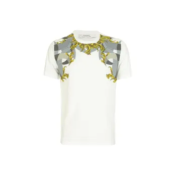 VERSACE VERSACE Baroque Print Crew Neck Short Sleeved T Shirt T Shirt Men's White