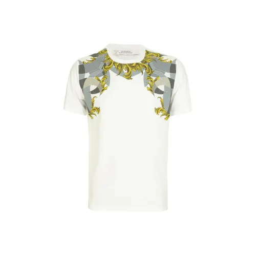 VERSACE VERSACE Baroque Print Crew Neck Short Sleeved T Shirt T Shirt Men's White