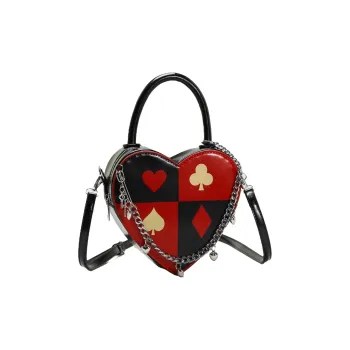 Boniu PU Heart Shaped Bag One Shoulder Handbag Unisex Black