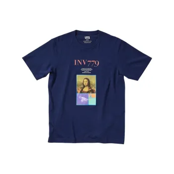 UNIQLO Drop Shoulder Sleeve T Shirt Unisex Navy Blue
