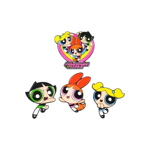 THE POWERPUFF GIRLS Floral Fuzzy Bubble Brooch Pin Badges