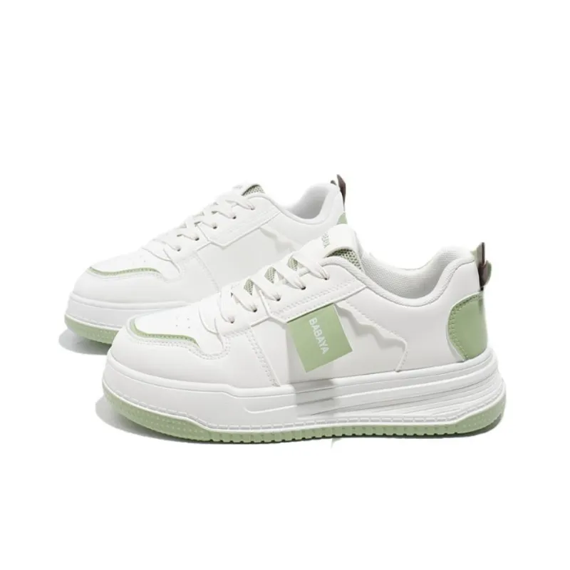 Babaya Wear Resistant Height Increasing Low Top Skateboard Shoes Women's Green Apple-2