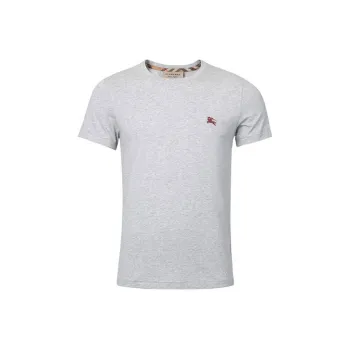 Burberry Men War Horse Embroidered Round Neck Short Sleeve T shirt Grey