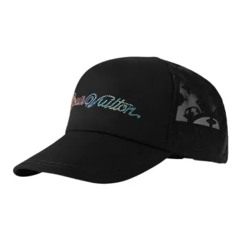 LOUIS VUITTON Cotton Artificial Diamond Baseball Caps Men's Black