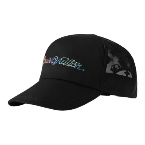 LOUIS VUITTON Cotton Artificial Diamond Baseball Caps Men's Black