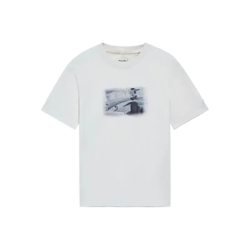 LiNing x Disney Sports Trend Series T Shirt Men's White Sand Gray-0