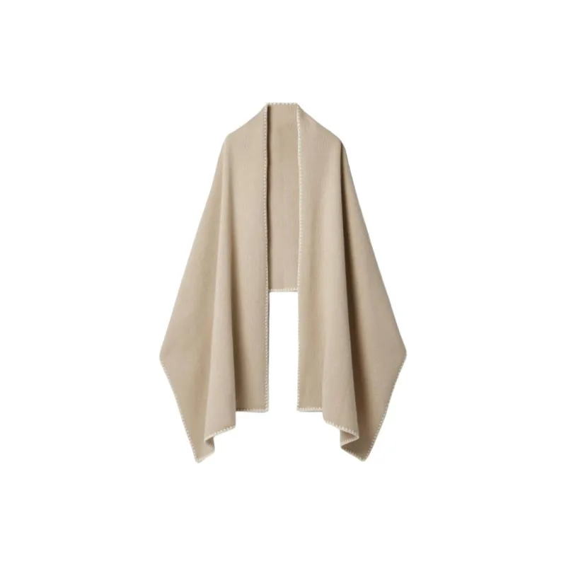 TOTEME Wool Cashmere Cotton Blend Yarn Cotton Knit Scarves Women's Beige-0