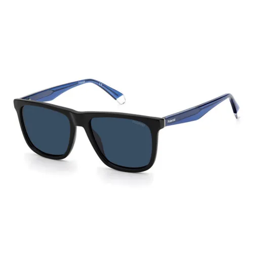 Polaroid Acetate Rectangular Sunglasses Men's Blue