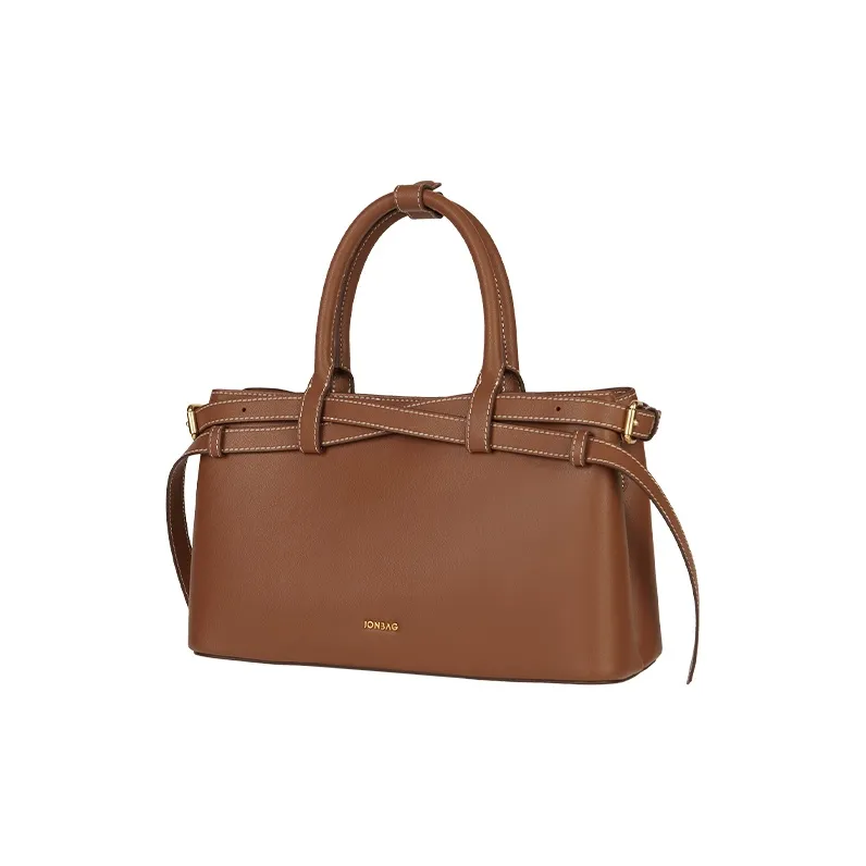 JONBAG Cow Leather Handbag Regular Women's Honey Brown/White-2