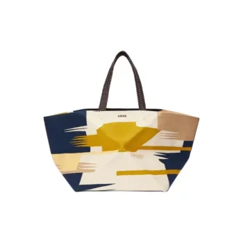 LOEWE Puzzle Fold Canvas Tote Bag, Shopping Bag, Handbag Extra Large Women's Multicolor