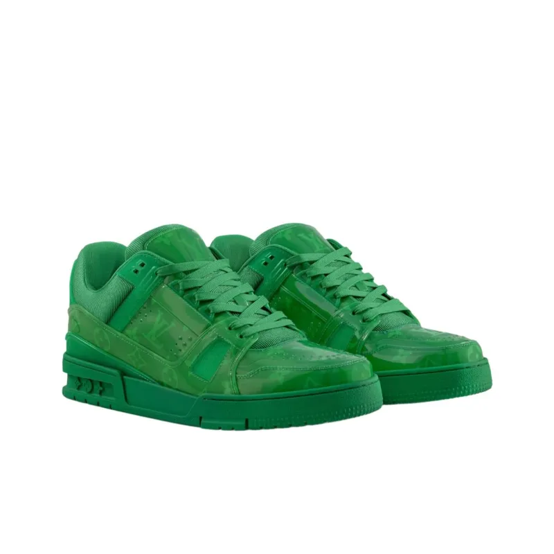 LOUIS VUITTON Trainer Low Top Skateboard Shoes Men's Green-2