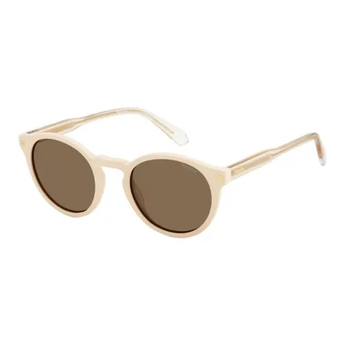 Polaroid Plastic Oval Sunglasses Men's Beige