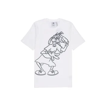 Adidas X Disney Men's Retro Goofy Print Striped T Shirt White