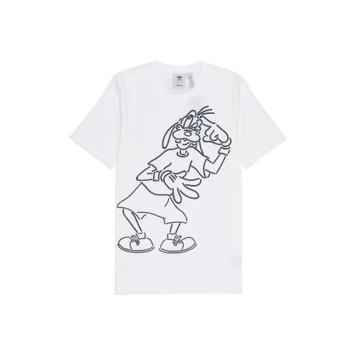 Adidas X Disney Men's Retro Goofy Print Striped T Shirt White