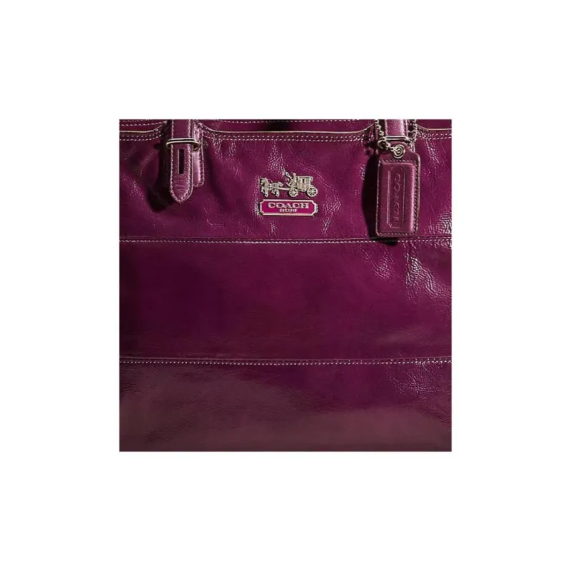 COACH Patent Leather Tote Bag Shopping Bag Shoulder Bag Handbag Large Size Women's Berry-1