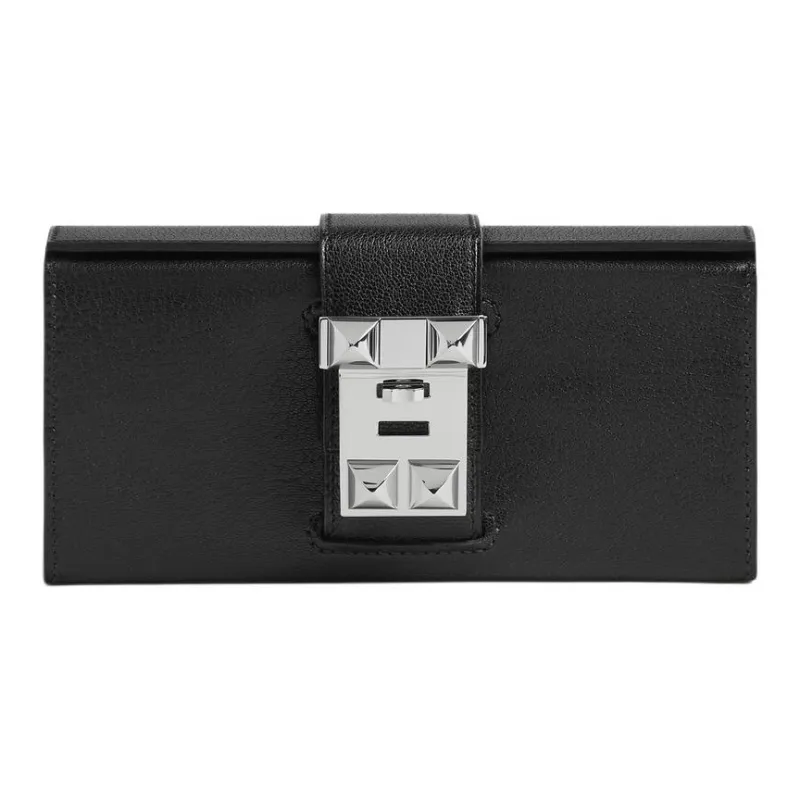 HERMES Chamkila Goat Skin Clutch Women's 89 Noir Black-0
