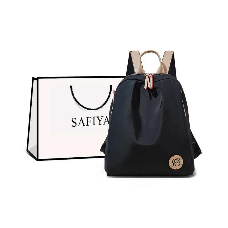 Safiya Fabric Backpack Regular Unisex Dark Blue-0