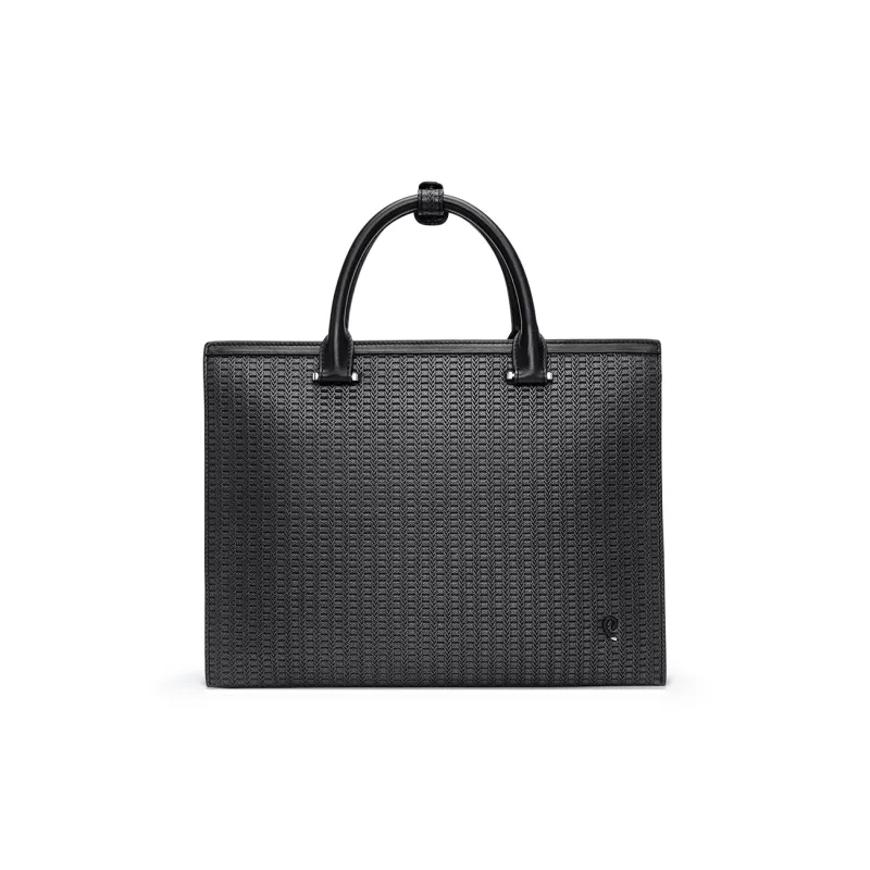 PIERRE CARDIN Cow Leather Briefcase Men's Black-0