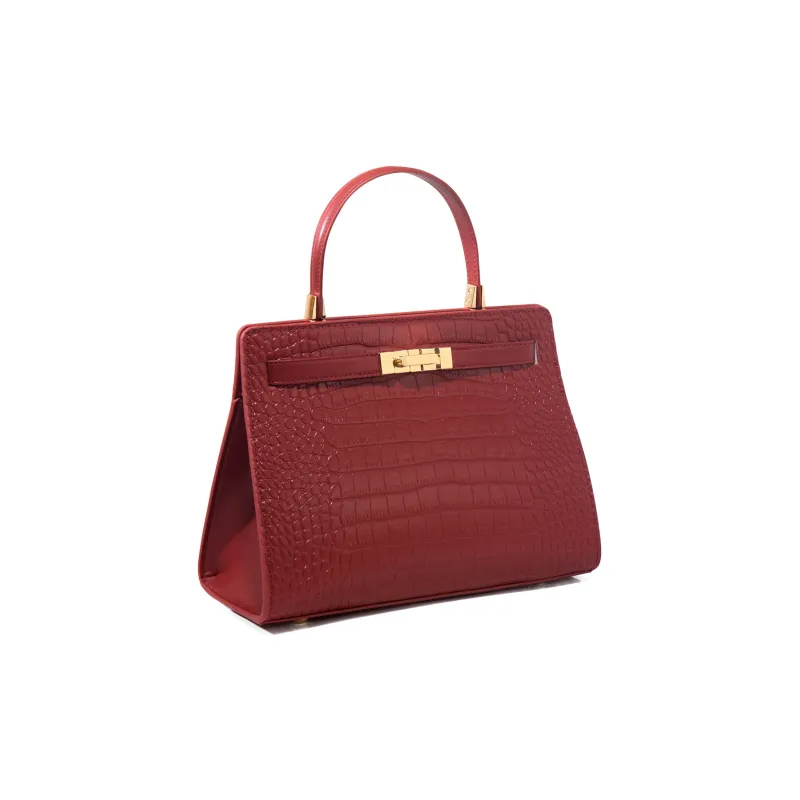 HACIN PU Crossbody One Shoulder Handbag Women's Crocodile Pattern Red-2