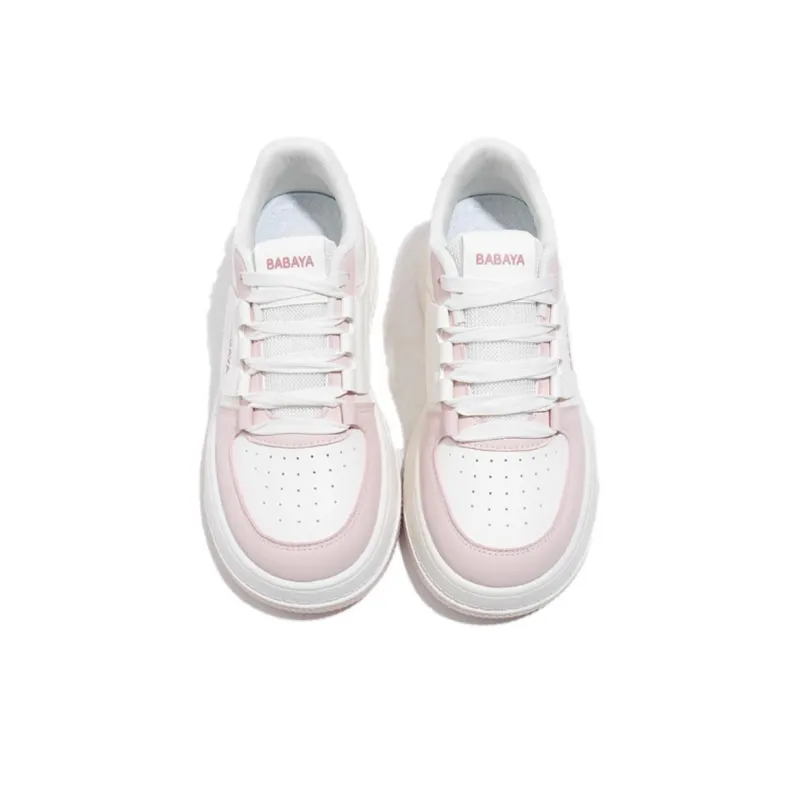 Babaya Anti Slip Wear Resistant Low Top Skateboard Shoes Women's Beige Pink-4