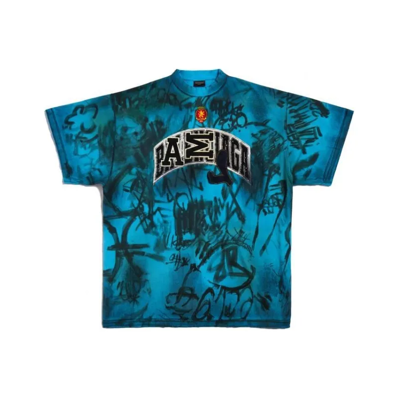 Balenciaga T Shirt Loose Fit Style Unisex Blue-0
