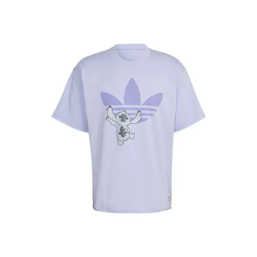 Adidas X Disney Crossover Solid Stitch Cartoon Pattern Printing Lavender T Shirt Purple