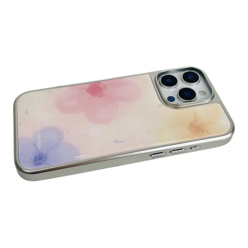 Sopi Acrylic Material Water Color Floral Phone Cases Compatible With IPhone 16/15 Pro Max/Apple 13/14 Pro/Max-3