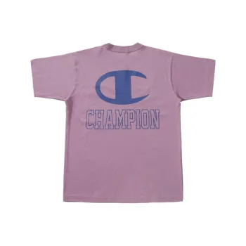 Champion SS21 Straight Elbow Length Sleeved T Shirt Japan Version Unisex Light Purple