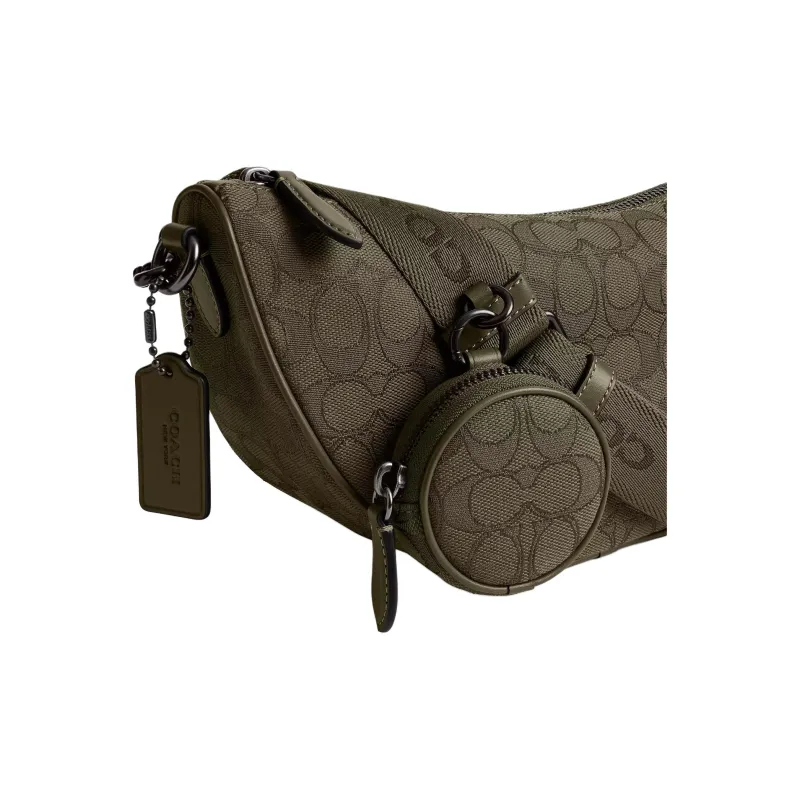 COACH HALL Jacquard With Calfskin Shoulder Bag, Crossbody Bag Tubas Men's Olive Umber-4