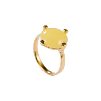 S&A S925 Silver With Amber Beeswax Inlay Rings Women's