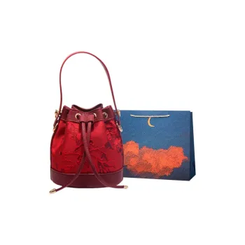 Elsvet PU Bucket Bags Handbags Women's Burgundy