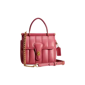 COACH Willis Nappa Leather Handbag Shoulder Bag Crossbody Bag Small Size Women's Red