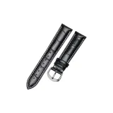 Imported Calfskin ★ Black with White Stitching-Silver Pin Buckle