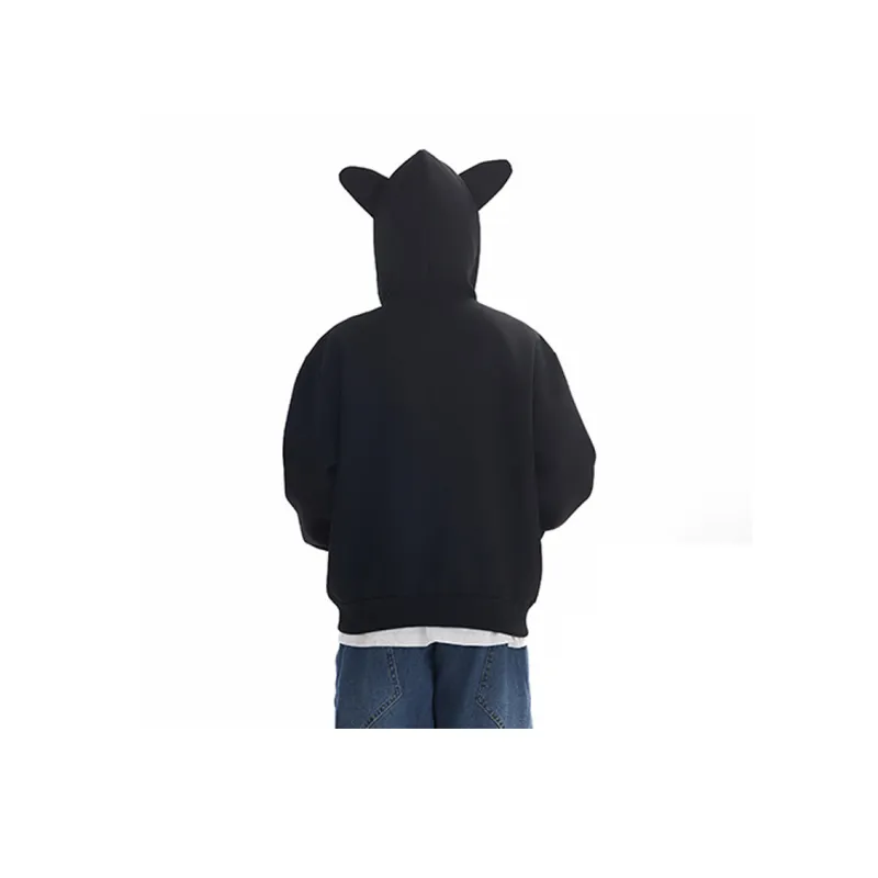 American Luxury Streetwear Loose Fit Plaid Cat Ear Hoodie Unisex-1