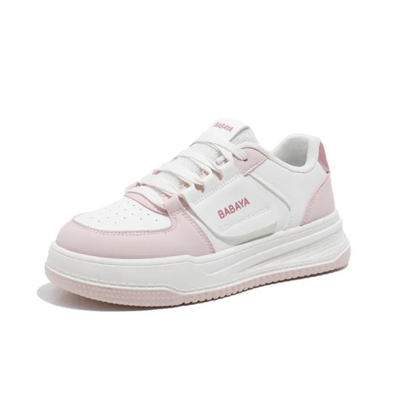 Babaya Anti Slip Wear Resistant Low Top Skateboard Shoes Women's Beige Pink-1