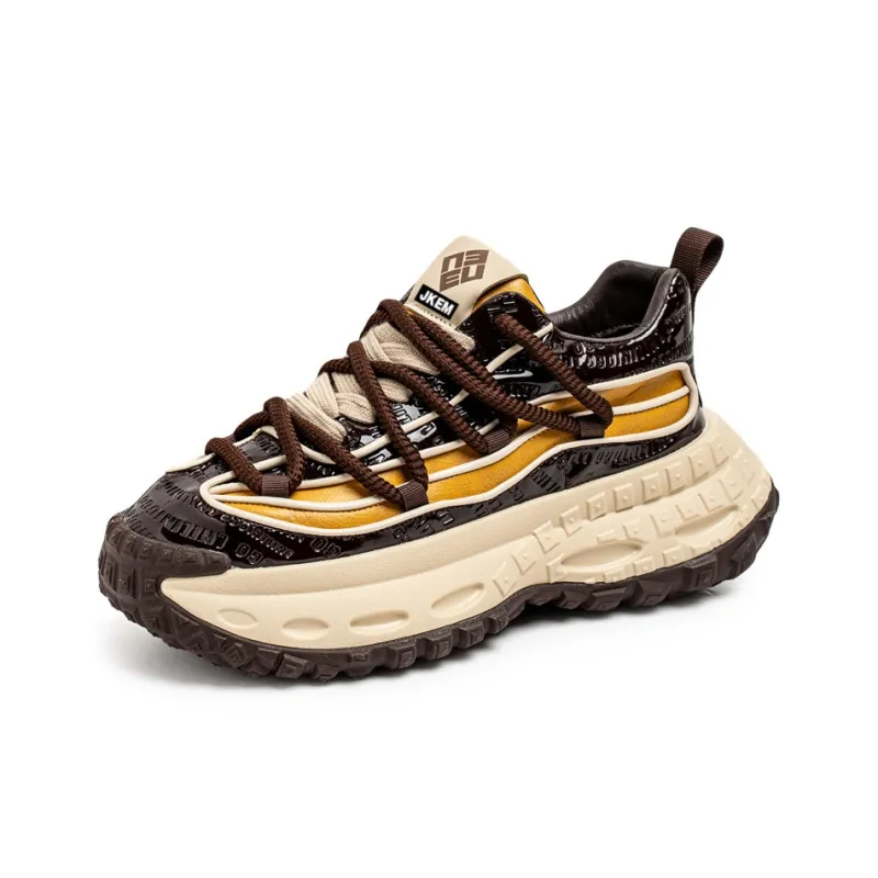 JKEM Cushioning Height Increasing Wear Resistant Slip Resistant Low Top Chunky Sneakers Men's-6