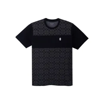 COACH SS22 Men Patchwork Short Sleeve T shirt Black