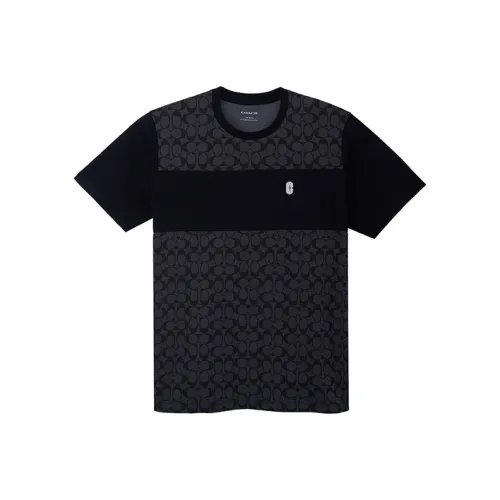 COACH SS22 Men Patchwork Short Sleeve T shirt Black