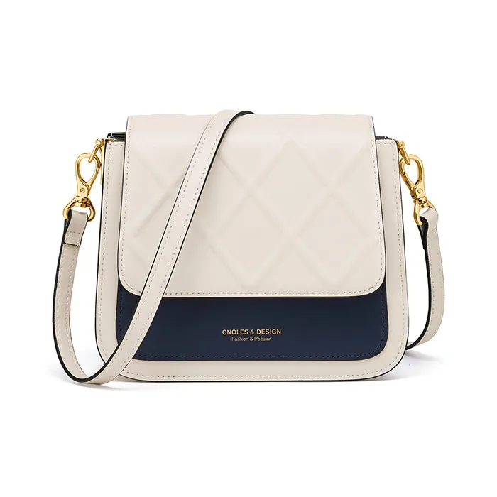 CNOLES Cow Leather Crossbody Bags Shoulder Bags Women's Fashion Blue White-9