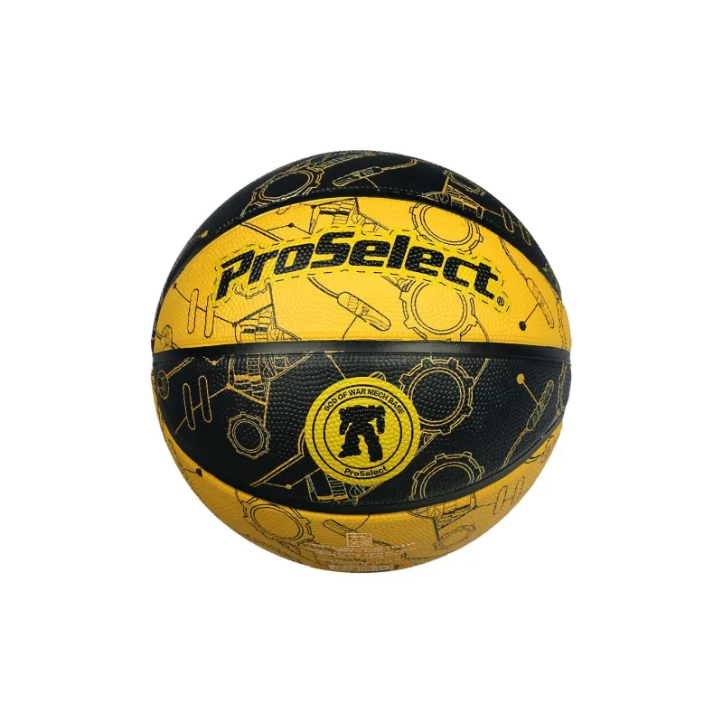 ProSelect Rubber Basketball Black Yellow Size 5 Training Unisex-1