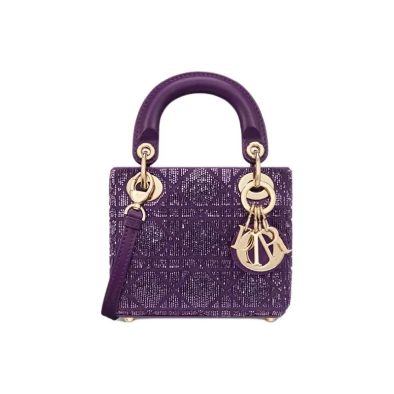 DIOR Lady Dior Cotton Crossbody Bags Handbags Mini Women's Purple-0