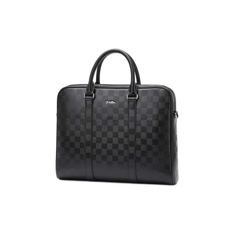 GOLDLION Top Grain Genuine Leather Laptop Bag Handbag Large Size Men's Black-1