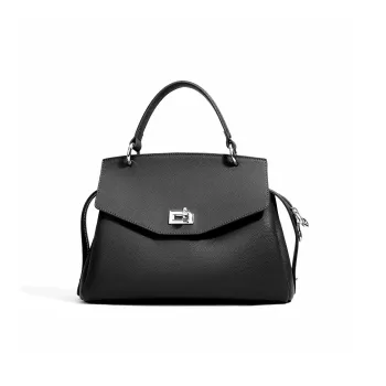 ROBERTA DI CAMERINO Cow Leather Lady's Luxury Handbag Women's Classic Black/Turquoise Green