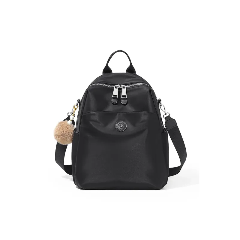 MAKEUP KITTEN Nylon Fabric One Shoulder Portable Backpack Unisex Black/Khaki-14